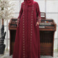 Deep Carmine Embroidered Abaya