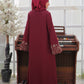 Deep Carmine Embroidered Abaya
