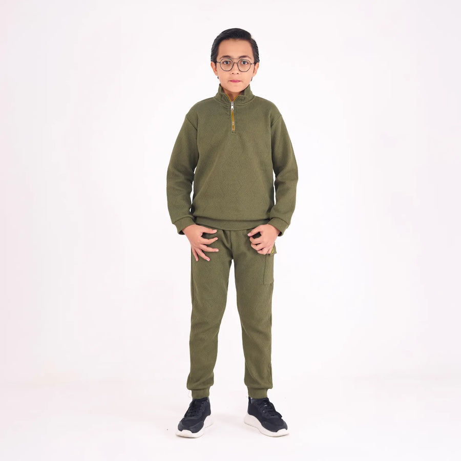 Olive Green Jacquard Set