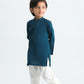 French Blue Cotton Kurta Trouser - Kids