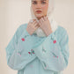 Frost Blue Embroidered Abaya