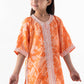 Stitched Kids Orange Printed Baggy Shirt