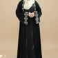 Gold Cross Stitch Embroidered Abaya