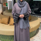 Grey Pleated Embroidered Abaya