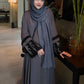 Grey Pleated Embroidered Abaya