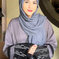 Grey Pleated Embroidered Abaya