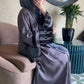 Grey Pleated Embroidered Abaya