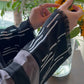 Grey Pleated Embroidered Abaya