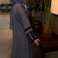 Grey Pleated Embroidered Abaya