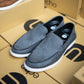 Grey Suede Penny Loafers