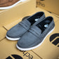 Grey Tie Suede Penny Loafers