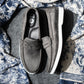 Grey Tie Suede Penny Loafers