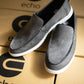 Grey Suede Penny Loafers