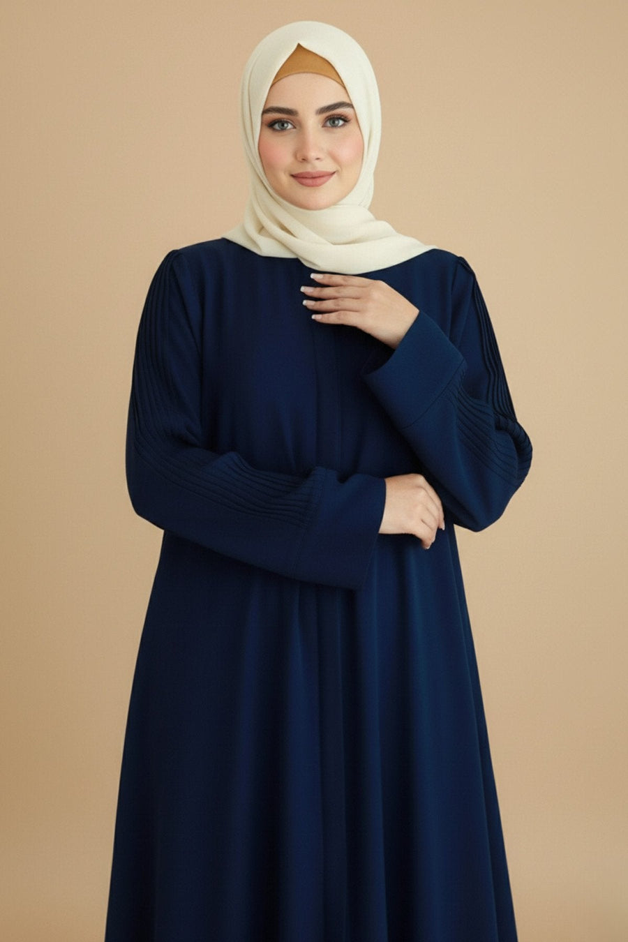 Gulf Blue Pleated Abaya