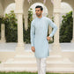 Sky Blue Kurta with White Trouser - Men