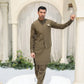Olive Green Blended Waistcoat - Straigth Cut - Men