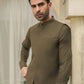 Olive Green Blended Waistcoat - Straigth Cut - Men