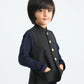 Navy Blue Kurta Trouser with Black Suiting Waistcoat - Kids