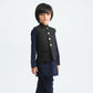 Navy Blue Kurta Trouser with Black Suiting Waistcoat - Kids