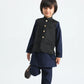 Navy Blue Kurta Trouser with Black Suiting Waistcoat - Kids