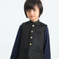 Navy Blue Kurta Trouser with Black Suiting Waistcoat - Kids