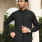 Midnight Black Blended Waistcoat - Straigth Cut - Men
