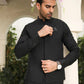 Midnight Black Blended Waistcoat - Straigth Cut - Men