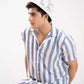 TEXTURED STRIPED CAMP COLLAR SHIRT