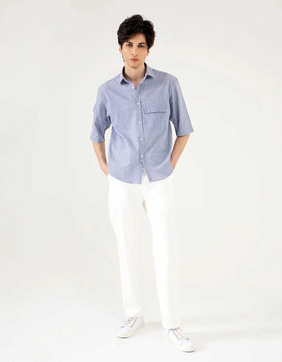 STRIPED PATCH POCKET SHIRT