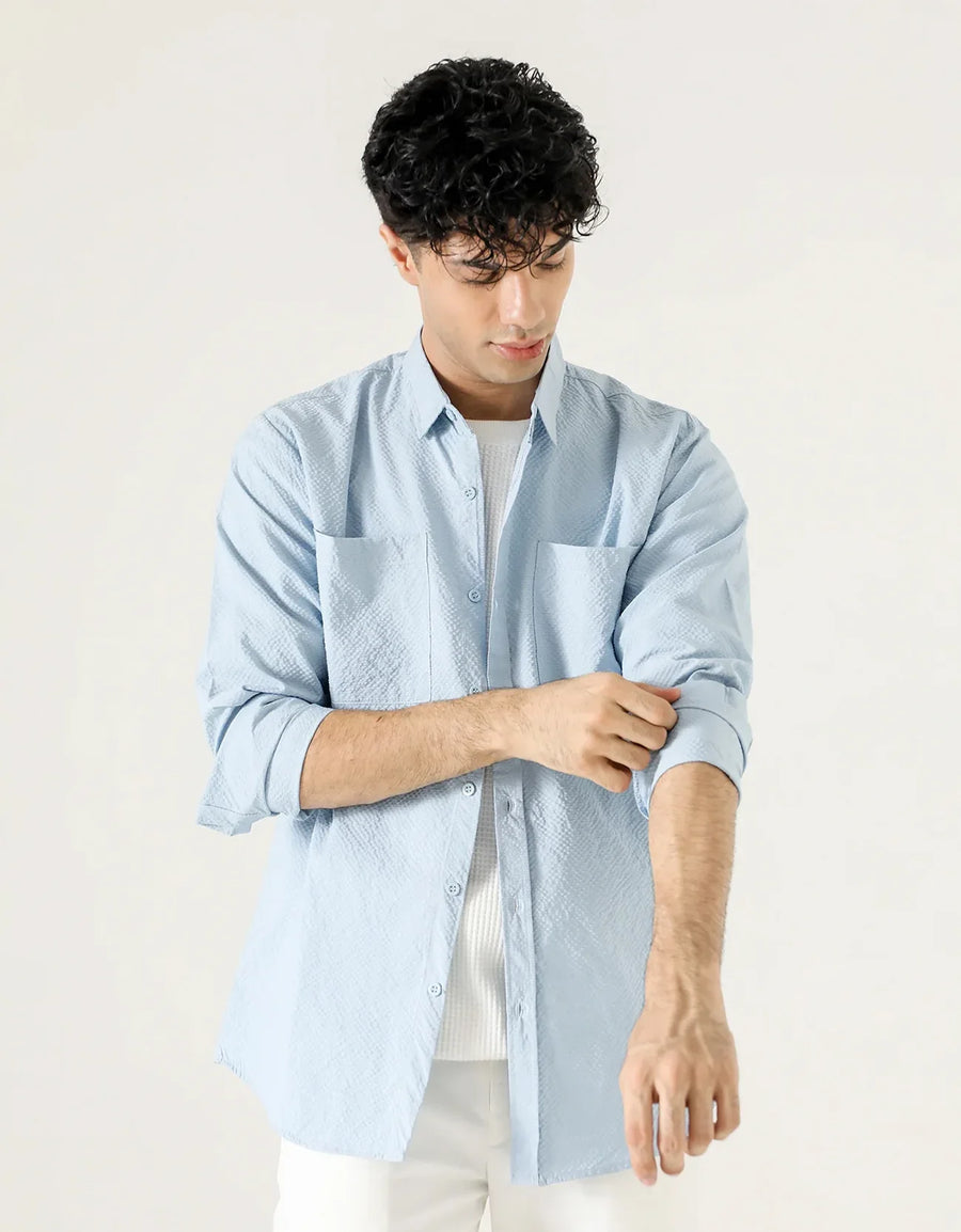 DOUBLE PATCH POCKET TEXTURED SHIRT