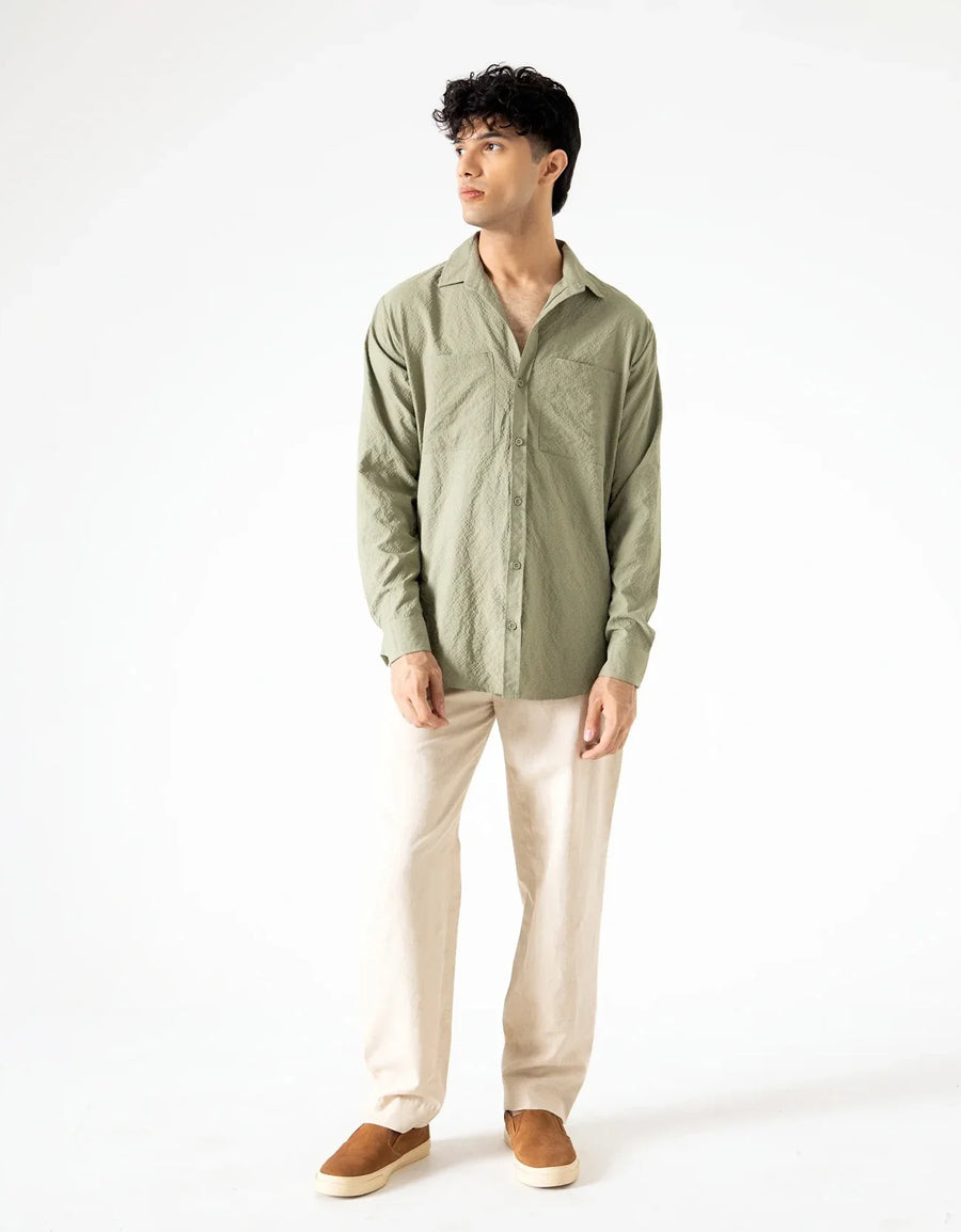 DOUBLE PATCH POCKET TEXTURED SHIRT