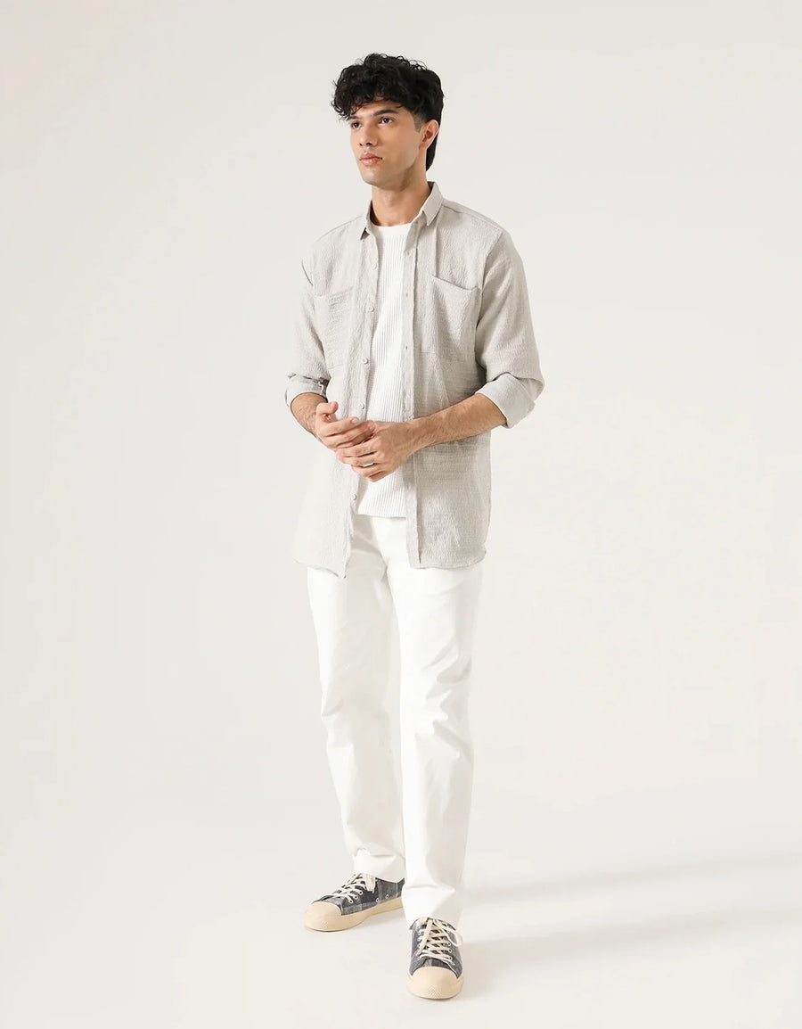 DOUBLE PATCH POCKET TEXTURED SHIRT