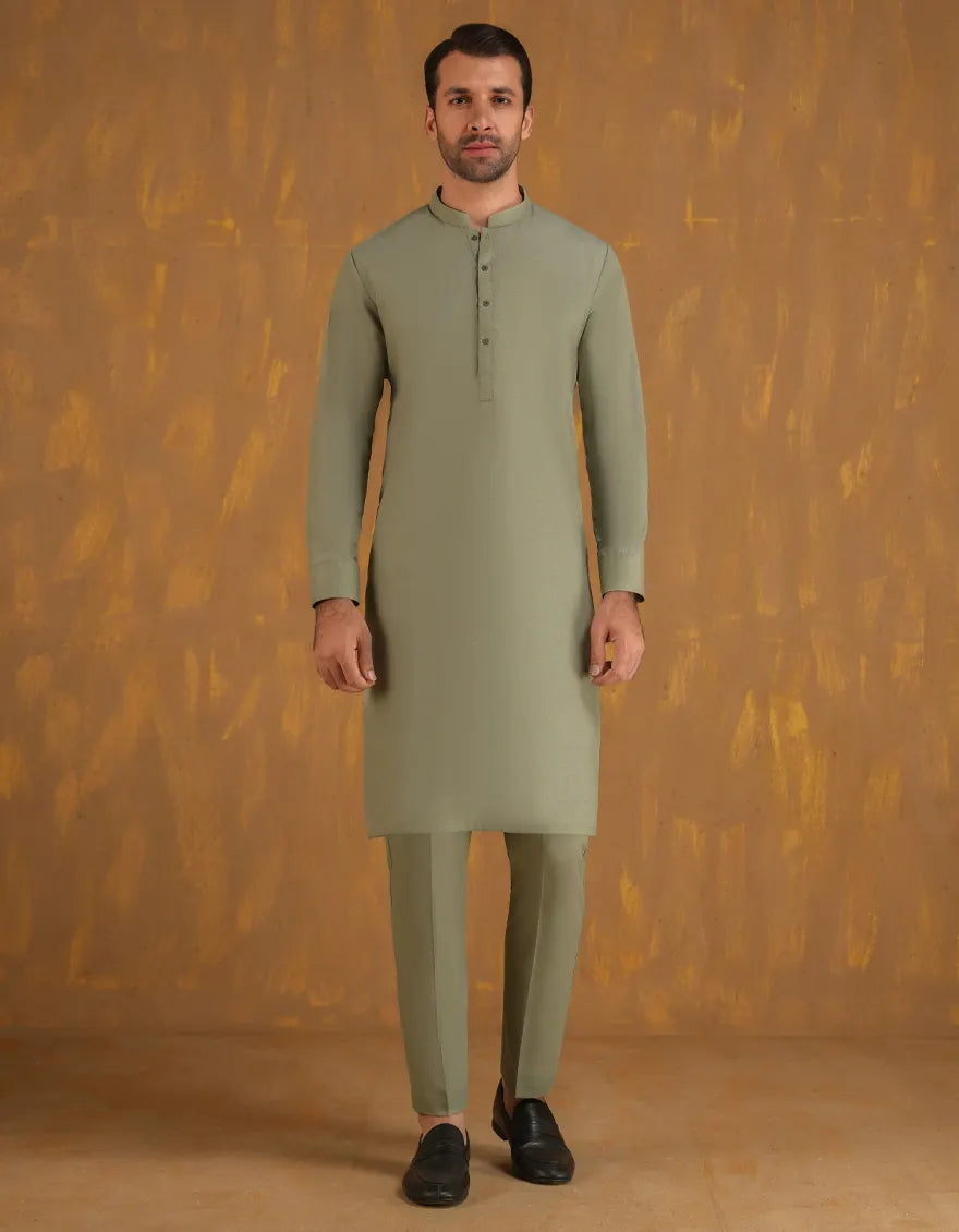 Sage Green Unstitched Kameez Shalwar Fabric