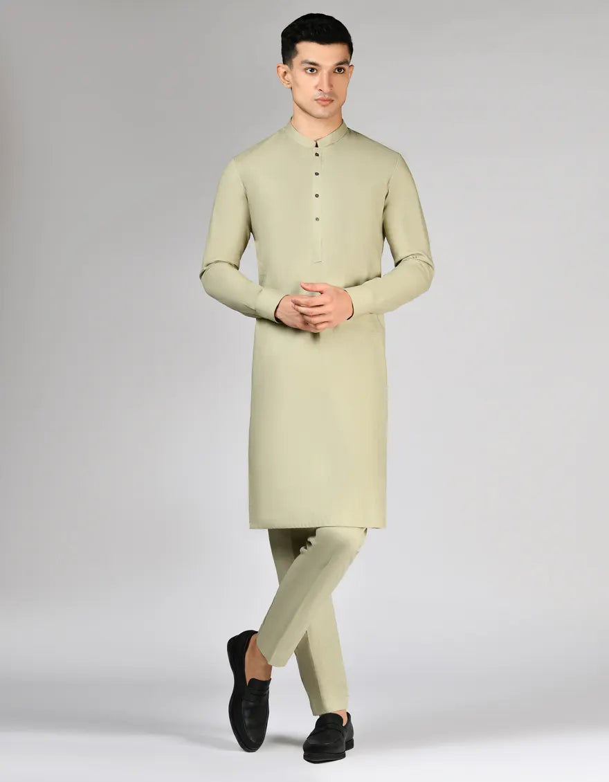 Sand Unstitched Kameez Shalwar Fabric