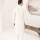 Off White Cotton Embroidered Kurta Trouser - Men
