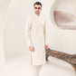Off White Cotton Embroidered Kurta Trouser - Men
