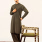 Formal Olive Green Kurta Shalwar - Collar Neck Embroidered - Men