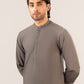 Formal Sand Grey Kurta Shalwar - Collar Neck Embroidered - Men