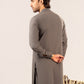 Formal Sand Grey Kurta Shalwar - Collar Neck Embroidered - Men