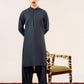 Midnight Blue Kurta Shalwar with Pick-Stitch Matching Waistcoat - Men
