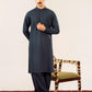 Midnight Blue Kurta Shalwar with Pick-Stitch Matching Waistcoat - Men