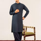 Midnight Blue Kurta Shalwar with Pick-Stitch Matching Waistcoat - Men
