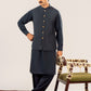 Midnight Blue Kurta Shalwar with Pick-Stitch Matching Waistcoat - Men