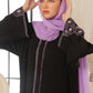 Lilac Pattern Embroidered Black Abaya