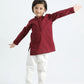 Maroon Cotton Kurta Trouser - Kids