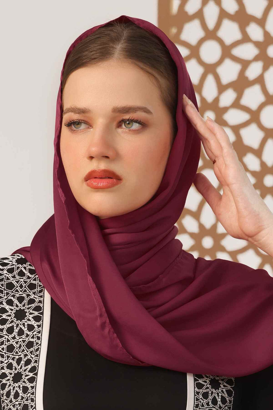 Maroon Oak Silk Hijab