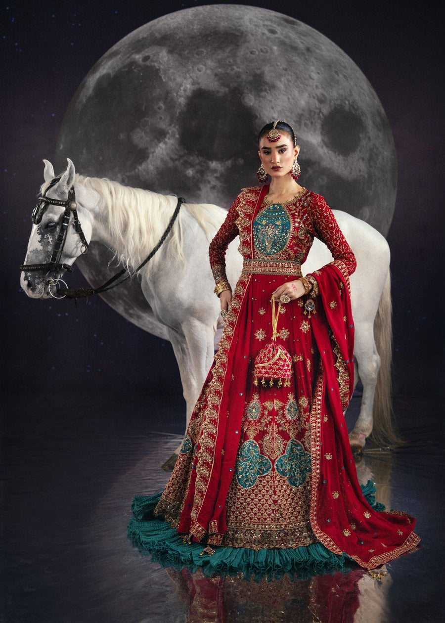 rang-e-bahar Chiffon Cherry red 4Pc suit AD-004-S