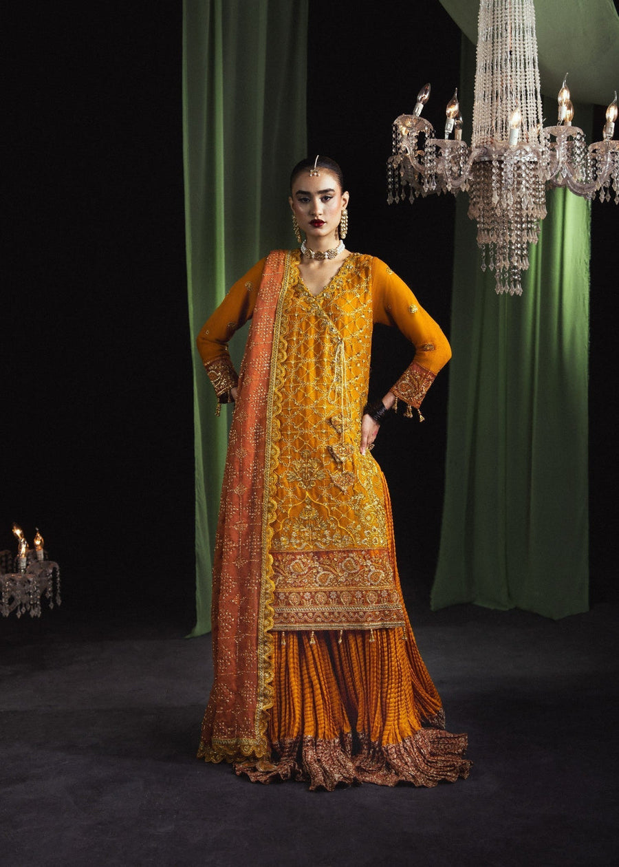 rang-e-bahar Chiffon Mustard 4Pc suit SJ-1004-S