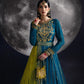 rang-e-bahar Chiffon Teal 4Pc suit SJ-1003-S