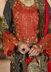 rang-e-bahar Chiffon Grey 4Pc suit SJ-1030-S